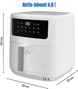 Thuys – Dubbele Airfryer – Heteluchtfriteuse – Duo Airfryer – 6,8 L – 40 x 33 x 33cm – Wit — thumbnail 4