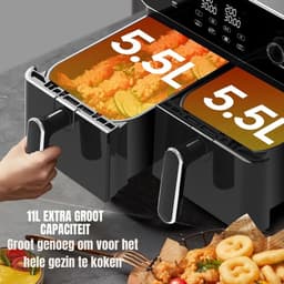 Thuys – Dubbele Airfryer – Heteluchtfriteuse – Duo Airfryer – 9 L – 36 x 40 x 32cm – Zwart — thumbnail 2