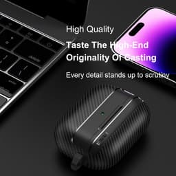 Telestore - Hoesje geschikte voor AirPods Pro 3 - TPU carbon zwart hoesje Beschermhoes - Shockproof AirPods Pro 3 Cover - AirPods Pro 3 Hoesje - Geschikt voor Apple Airpods Pro 3 - zwart - carbon TPU cover — thumbnail 4