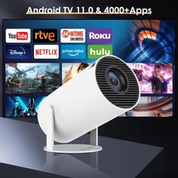 Mini Beamer 2026 + 100'' Projectiedoek – Pro Versie – Draagbare Mini Projector – Android 12.0 – Screen Mirroring – Home Cinema – Compacte Beamer — thumbnail 2