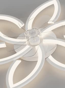 6 Sterren Plafondlamp Met Ventilator - Wit - Met Afstandsbediening - Smart lamp - Dimbaar Met App - 6 Standen Ventilator - Woonkamerlamp - Moderne lamp - Plafoniere — thumbnail 2