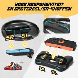 OneGamer® - Stuur en Controller Grip Set – Allen Geschikt voor Nintendo Switch 2 Joy-Con – voor Mario Kart Game – Zwart - 4 stuks — thumbnail 3