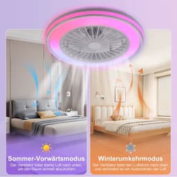RGB Plafondventilator - Met Luidspreker - Dimbaar Met Afstandsbediening - 12 Kleuren - 60W - RGB Muziek Ventilator - Woonkamerlamp - Kroonluchter Ventilator — thumbnail 4