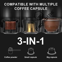 HOB Draagbaar Koffiezetapparaat voor onderweg- Draadloos - Mobiel gebruik - Voor in de Auto - Oplaadbaar - 20 Bar - 3-in-1 Capsules & Gemalen Koffie - USB — thumbnail 3