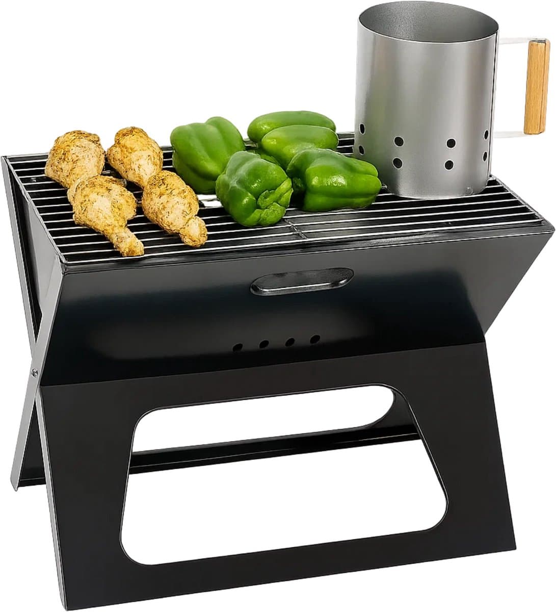 Lomera Opvouwbare Barbecue - Inklapbaar - Draagbare Houtskool Grill - Camping Barbecue - Strand Barbecue - Park Barbecue - Houtskool Bbq - Compact En Lichtgewicht - Gemakkelijk Te Transporteren - Praktische Vorm - Stabiele X-Vorm — afbeelding 1