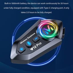 Intercomsysteem voor motorhelm, headset Bluetooth 5.4, motorhelm, paar met dubbele chip voor multitasking audio hoofdtelefoon, 500 m communicatiesysteem, helm, 2 motorrijders, compatibel met alle — thumbnail 4