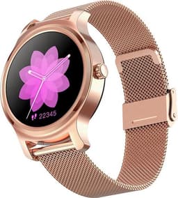 Belesy® SMART - Smartwatch Dames - Smartwatch Heren - Horloge - Stappenteller - 1.3 inch - Kleurenscherm - Full Touch - Bluetooth Bellen - Roségoud - Staal - Moederdag — thumbnail 2