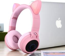 TDR- Draadloze Bluetooth koptelefoon - Over-Ear Koptelefoon voor Kinderen - Met Led Kat Oortjes - Bekend van TikTok - Roze — thumbnail 4