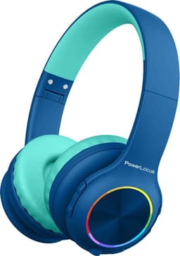 PowerLocus PLED Draadloze Koptelefoon Over-Ear voor Kinderen - LED lampjes - met Microfoon - Micro SD poort - Blauw — thumbnail 1