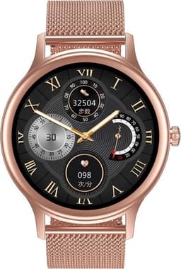 Belesy® GRACEFUL - Smartwatch Dames - Horloge - 1.09 inch - Kleurenscherm - Stappenteller - Bloeddruk - Hartslag - Maak je eigen wijzerplaat – 100+ Wijzerplaten - Staal – Goud - Moederdag — thumbnail 1