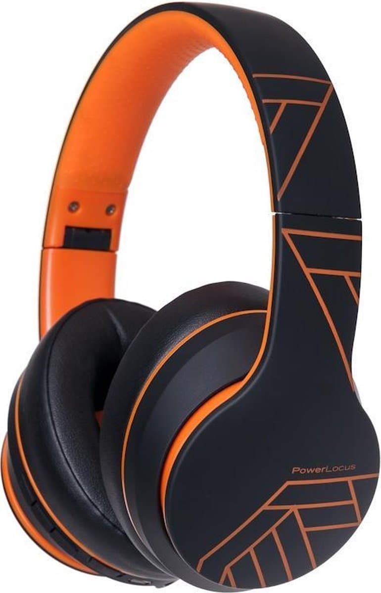 PowerLocus P6 draadloze Over-Ear Koptelefoon Inklapbaar - Bluetooth Hoofdtelefoon - Met microfoon - Zwart/Oranje — afbeelding 1