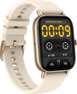 Belesy® Meander - Smartwatch Dames - Smartwatch Heren - Horloge - 1.78 inch – Hoge resolutie kleurenscherm - Stappenteller – Bloeddruk - Bluetooth bellen - Veel Wijzerplaten – Goud – Siliconen – Crème Wit - Moederdag — thumbnail 3