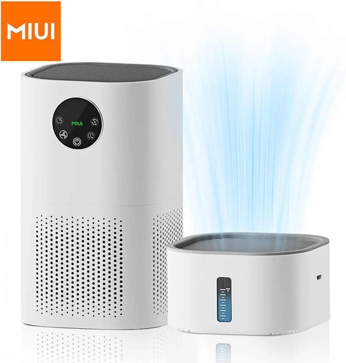 MIUI® - luchtreiniger met luchtbevochtiger - met HEPA filter - tegen pollen, allergieën, stof en huisdierenharen - 2 in 1 luchtzuivering en bevochtiging - ultra-stille modus van 25dB - tot 60 m2 — afbeelding 1