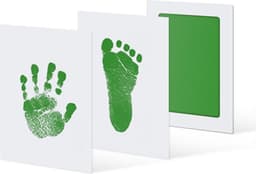 CHPN - Baby Voet- en Handafdruk Inktset - Groen - Incl. 2 witte kaartjes - 2 setjes - Voetafdruk baby - Handafdruk - Kraamcadeau - Geboorte - Moederdag - Vaderdag — thumbnail 1