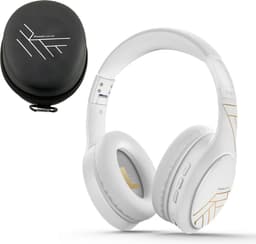PowerLocus P19 Bluetooth Koptelefoon - Koptelefoon Draadloos - tot 70 Uur Speeltijd en met Aux Kabel - Over Ear Hoofdtelefoon - 3 EQ-Modi - Met Draagtas – Wit/Goud — thumbnail 1