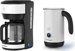 Westinghouse 2-delige Koffie- & Melkopschuimer Set – Koffiezetapparaat + Elektrische Melkopschuimer – Filter-koffiezetapparaat – Wit — thumbnail 1