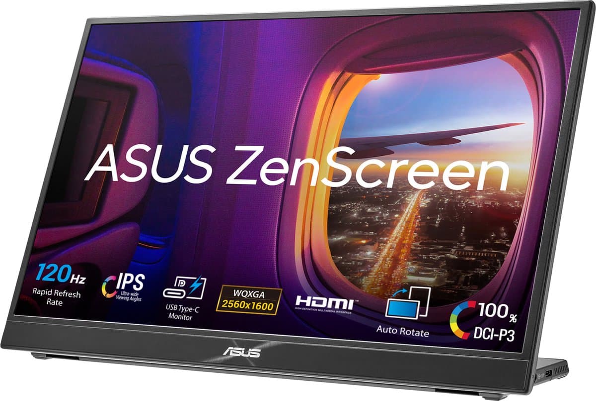 ASUS Zenscreen MB16QHG - 2K IPS Portable Monitor - 120hz - USB-C - 100% DCI-P3 - HDMI - 16 Inch — afbeelding 1