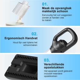 Ferodelli Kruimeldief - Handstofzuiger - Snoerloos - Draadloos - Auto Stofzuiger - Caravan - Best Verkocht - Car Vacuum Cleaner - Zwart — thumbnail 3