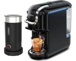 HiBrew - Koffiezetapparaat 5-in-1 – Koffiemachine + Melkschuimer – Meerdere Capsules – Koffiepadmachine - Heet/Koud – 19Bar – 1450W – Zwart