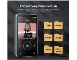 Mp3 speler met Bluetooth, 72 GB 4.0-inch mp3-mp4-speler met volledig touchscreen met WiFi-overdracht, draagbare HiFi Sound Walkman digitale muziekspeler met FM, recorder, browser (Groente) — thumbnail 3