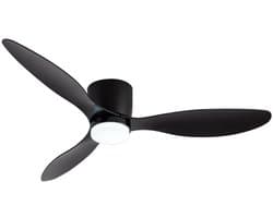 Bovista Plafondventilator - Met Verlichting - Plafond Ventilator - Met Lamp - Plafonniere Met Ventilator - Met Licht - Zwart - 105cm
