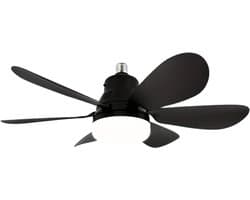 Nivard Plafondventilator - Met Verlichting - Plafond Ventilator - Met Lamp - Plafonniere Met Ventilator - Met Licht - Zwart - 50cm - 2 Stuks