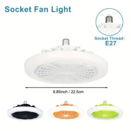 Nivard Plafondventilator - Met Verlichting - Plafond Ventilator - Met Lamp - Plafonniere Met Ventilator - Met Licht - Wit - 22.5cm — thumbnail 2