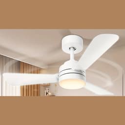 Nivard Plafondventilator - Met Verlichting - Plafond Ventilator - Met Lamp - Plafonniere Met Ventilator - Met Licht - Wit - 70cm — thumbnail 1
