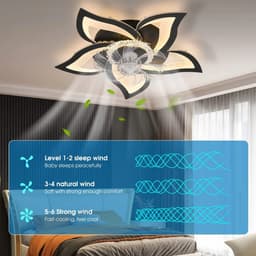 Livano Plafondventilator - Met Verlichting - Plafond Ventilator - Met Lamp - Plafonniere Met Ventilator - Met Licht - Zwart — thumbnail 2