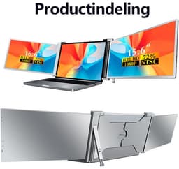 Virello® Portable Monitor Pro 2025 - 2x Full‑HD IPS 15,6″ scherm - Voor Laptops van 15.6" t/m 18.1" - Laptopscherm uitbreider - USB-C/USB-A & HDMI - Inclusief Hoes & Kabels - Grijs - 2 jaar garantie — thumbnail 1