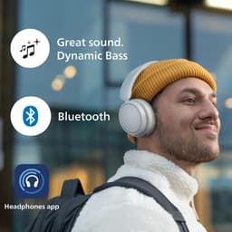 PHILIPS TAH5209WT lichtgewicht On Ear draadloze Bluetooth Headphones met Passive Noise Isolation - 65 uur afspeeltijd, natuurlijk geluid, heldere gesprekken, dynamische bass, 2 uur USB-laden - Wit — thumbnail 3