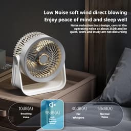 Tafelventilator - Draadloze ventilator - Ventilator - Handventilator - Miniventilator - LED-verlichting - 5 snelheden - 3 lampen - 11,7 x 22,5 cm — thumbnail 3