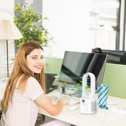 Bladeless draagbare ventilator, USB-stille oplaadbare kleine ventilator, energiezuinige, verstelbare timer, met nachtlampje 6-traps demptafel, slaapkamer bladloos, oscillerende towe — thumbnail 3