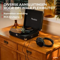 Platenspeler met speakers - Audizio RP111BK - Retro platenspeler - LP speler - Model 2025 - Zwart — thumbnail 5