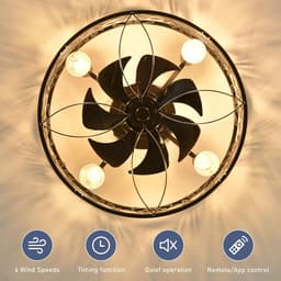 Equivera Plafonniere met Ventilator - Plafondventilator - Plafondventilator Afstandsbediening - Plafondventilator Slaapkamer - Plafond Ventilator met Verlichting - Plafondlamp - Plafonniere - Ideaal voor in uw slaapkamer! — thumbnail 4