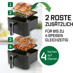 GOURMETmaxx FryUp Verticale heteluchtfriteuse met dubbele kamer, verticale airfryer, inklapbaar touchscreen, 32% ruimtebesparend, inhoud 10 liter, heteluchtfriteuse, 2 kamers — thumbnail 4