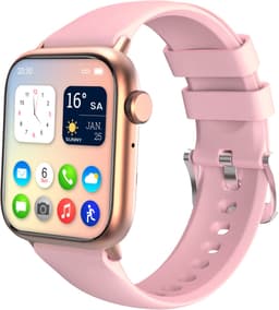 Nuvance Smartwatch Heren & Dames met Bluetooth - 45mm - Geschikt voor alle Smartphones - Stappenteller & Hartslagmeter - Roze — thumbnail 1
