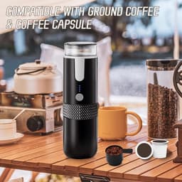 Koffieapparaat Draagbaar - Espressomachine - Draagbare Espressomachine - Reizen - Camping - Elektrische Reiskoffiemachine - Lichtgewicht - 5V - 1200mAh - Type-c Opladen - Geschikt Voor Kantoor, Camping, Koffiepoeder en Koffiecapsules - Zwart — thumbnail 4