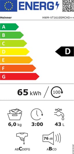 Heinner HWM-M6010SMD++ Slanke Wasmachine 6 kg – 15 Wasprogramma’s – 1000 tpm – Kinderslot – Digitaal Display – Wit – 5 Jaar Garantie — thumbnail 2