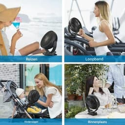 EXCITAT Ventilator - Clip On Ventilator - Stille Wandventilator - Draagbare - 4 Snelheden - 360° Rotatie - Voor Thuis, Kantoor, Kinderwagen, Camping, Kweektent - 10000 mAh - Zwart — thumbnail 4