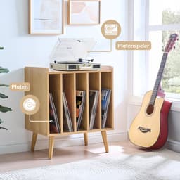 ACAZA LP Opbergsysteem - LP Houder - Lichte Eik - 56,5 x 39 x 66 cm (L x B x H) - Platenspeler Meubel - Vinyl Opbergsysteem - Platenrek - Platenkast - Platenhouder - 110 Platen — thumbnail 4