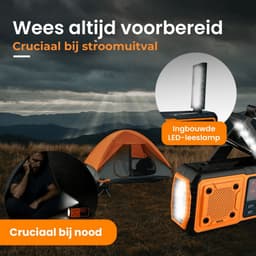 Nince Noodradio DAB+ Solar Opwindbaar - Draagbare Radio met Bluetooth - Powerbank & Zaklamp - Noodradio Op Batterijen en USB-C - Voor Noodsituaties & Kamperen — thumbnail 3