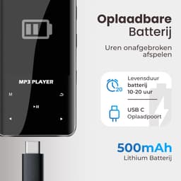 DynaBright - MP3 Speler met Bluetooth - Incl. Oordopjes en 32GB Geheugen - met Clip - MP3/MP4 - Voice Recorder Digitaal - met FM Radio - Zwart — thumbnail 4