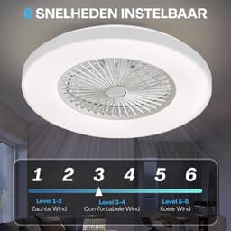 Slimme Plafondventilator met LED Verlichting - App & Afstandsbediening - Plafondlamp met Ventilator - Fluisterstil - Slaapkamer - Woonkamer - Kinderkamer - Ø50 cm - Wit — thumbnail 3