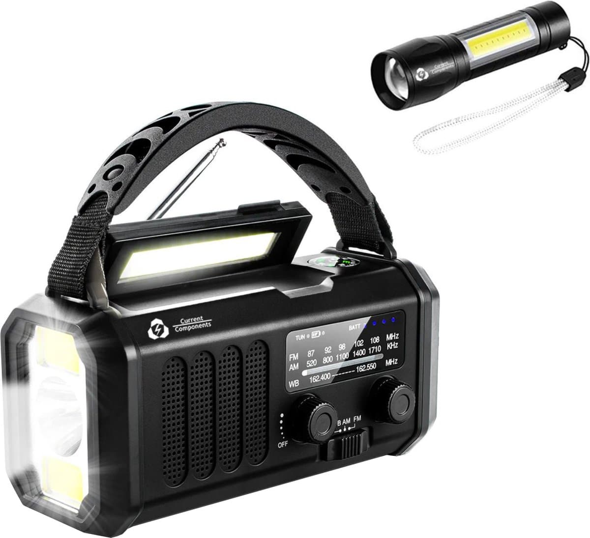 Noodradio - Solar Opwindbaar - 10.000mAh - Noodpakket - Powerbank Zonneenergie - Draagbare Radio - Zaklamp - Opwindbaar — afbeelding 1