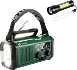 Noodradio - Solar Opwindbaar - 10.000mAh - Noodpakket - Powerbank Zonneenergie - Draagbare Radio - Zaklamp - Opwindbaar — thumbnail 1