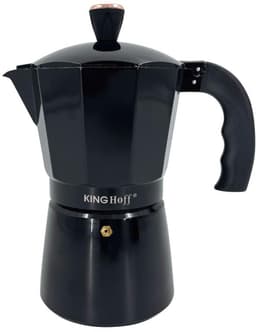 Kinghoff Aluminium Espressokoffiezetapparaat KH-1884 – 9 Kopjes – Zwart – Geschikt voor Inductie - Percolator - 450ml — thumbnail 1
