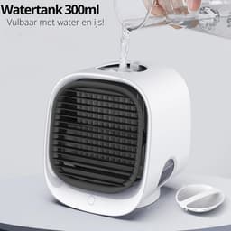 Bewello® - Mini Ventilator voor Bureau - USB Ventilator met Luchtkoeler - Kleine Tafelventilator Airco - Wit - Mobiele Water Aircooler - met LED moodlight - Fluisterstil — thumbnail 2