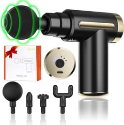 Mini Massage Gun Deep Tissue, 6 Snelheden Draadloze Handheld Spier Massager met 4 Hoofden 1800mAh Batterij & Type-C Opladen, Super Stil Oplaadbaar Apparaat Pijnverlichting, Geschenken, Black02 — thumbnail 1