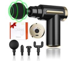 Mini Massage Gun Deep Tissue, 6 Snelheden Draadloze Handheld Spier Massager met 4 Hoofden 1800mAh Batterij & Type-C Opladen, Super Stil Oplaadbaar Apparaat Pijnverlichting, Geschenken, Black02